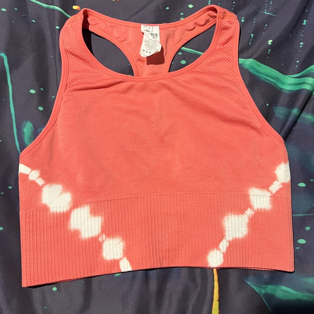 ZYIA Size Small Longline Coral White Hendrix Sports Bra